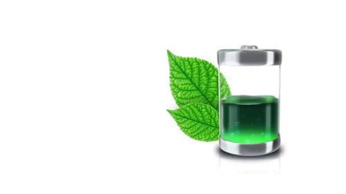 Batería verde ecológica con hojas
