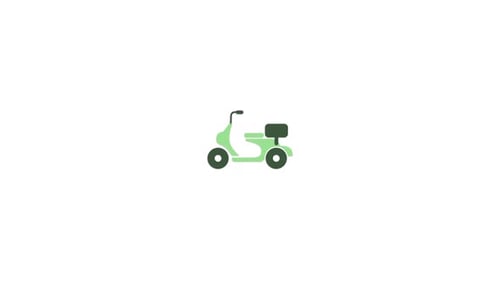 Flat Design Animated Scooter Icon Loop