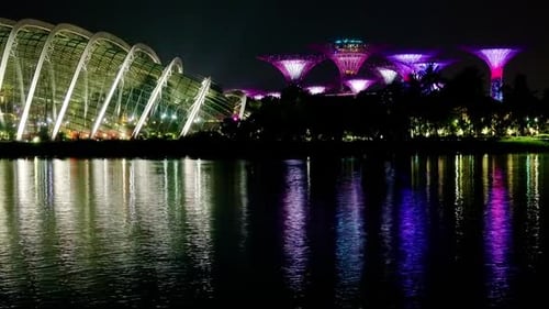 Flower Dome and Silver Gardens in Singapore at Night