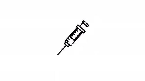 Syringe injection line icon for vaccine and medical treatment animation