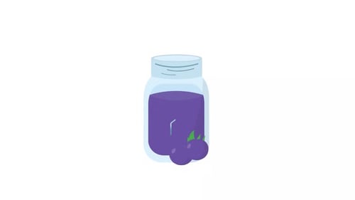 Animated Flat Design Blueberry Smoothie Jar Icon