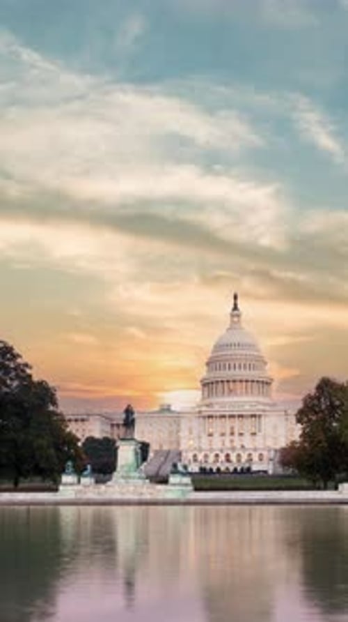 Vertical time lapse video of the United states capitol building, Washington DC, USA.