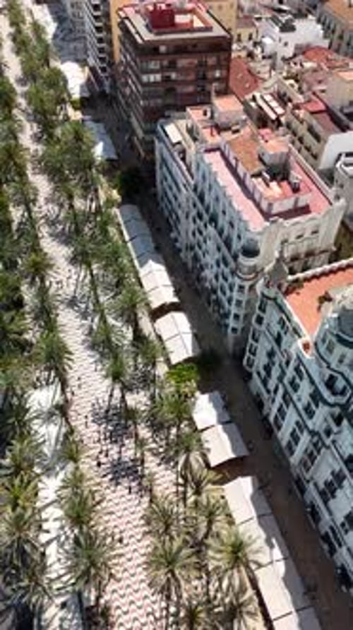 Aerial video of the city of Alicante Spain on a sunny day