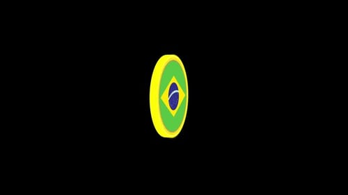 Brazilian Flag 3D Spinning Emblem Animation