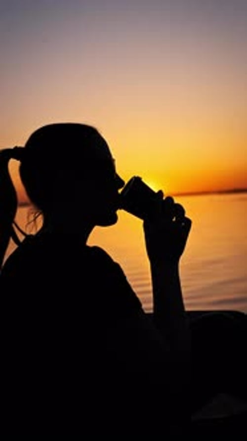 Sunrise Coffee Ritual Woman Starts Day By the Lake