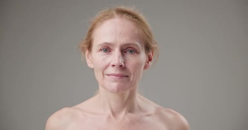 Blonde Woman Portrait Close Up Neutral Expression