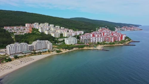 Aerial view to a sea resort Sveti Vlas on Black sea, Bulgaria