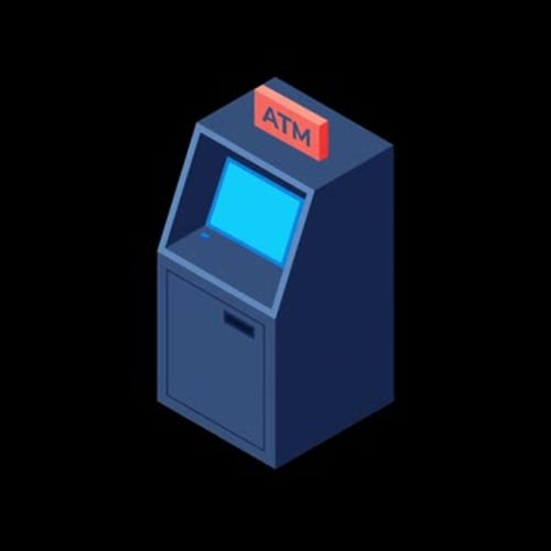 ATM machine isometric banking finance technology