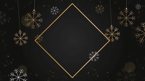 Elegant Golden Snowflakes Diamond Frame Background