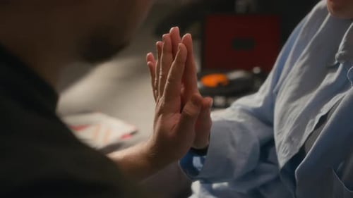 Closeup Couple Touching Hands