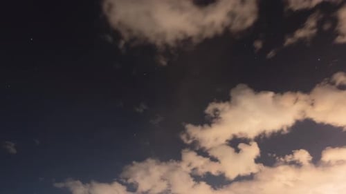 Starry Night Sky with Clouds Time Lapse