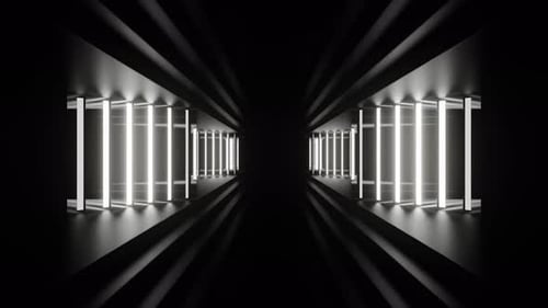 White Neon Side Lights In Corridor Background Vj Loop In 4K