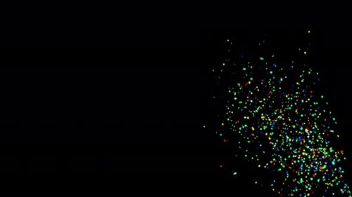 Animación de explosión de confeti sobre un fondo transparente. Animación de confeti en color 3D.