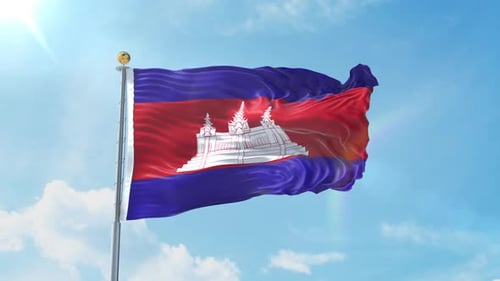 Realistic Flag Of Cambodia