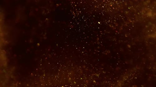 Stunning Flow of Golden Particles in Motion Dust Particles Background Bokeh Lights