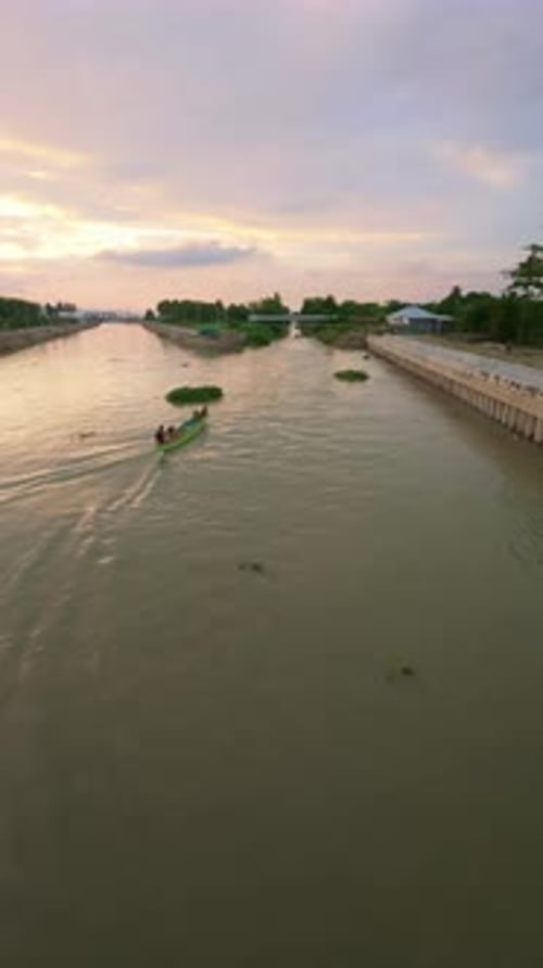 Aerial view of boat on river