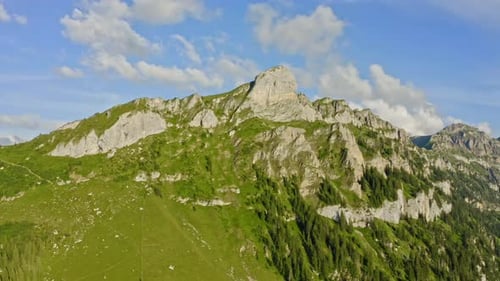 Mountain landscape shows stunning natural beauty with clear sky