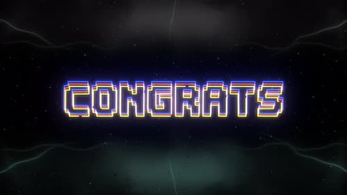 Congrats Neon Text With Retro Background