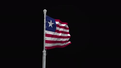 Realistic Liberia Flag Waving Animation