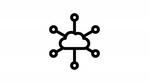 Animated Flat Design Cloud Network Connection Icon