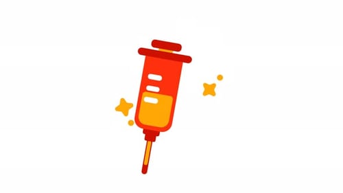 Animated Syringe Medical Injection Icon Flat Design