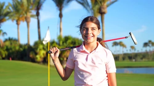 Portrait of a Girl with Golf Club on Shoulder