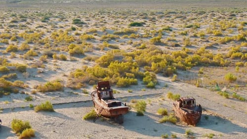Shipwrecks In Muynak And Aral Sea