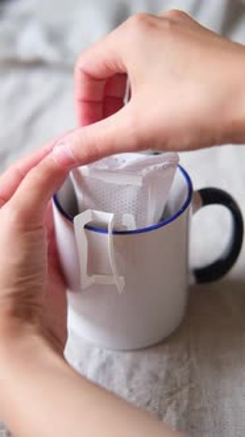 Coffee Filter Prepared in Coffee Mug at Home