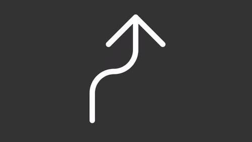 Animated thin line right reverse turn arrow icon