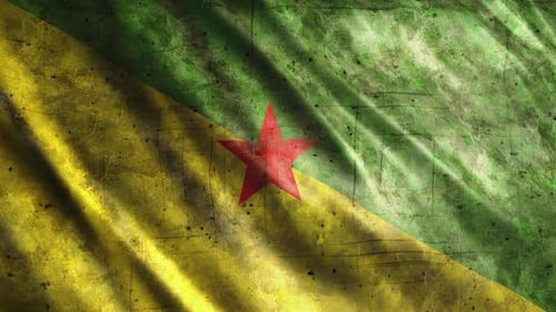 Distressed Grunge Flag Waving with Red Star