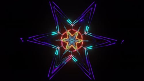 Beautiful Colorful Star Shape Pattern Animation with Sacred Geometry Light
