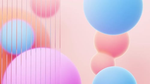 Abstract Floating Pastel Spheres and Lines Animation Background