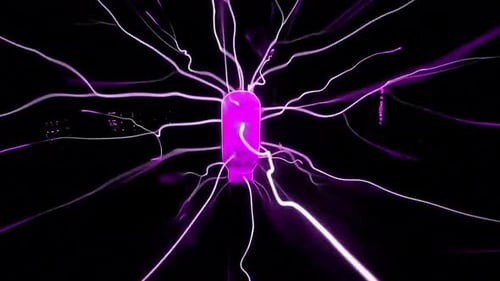 Electricity arcs from purple object