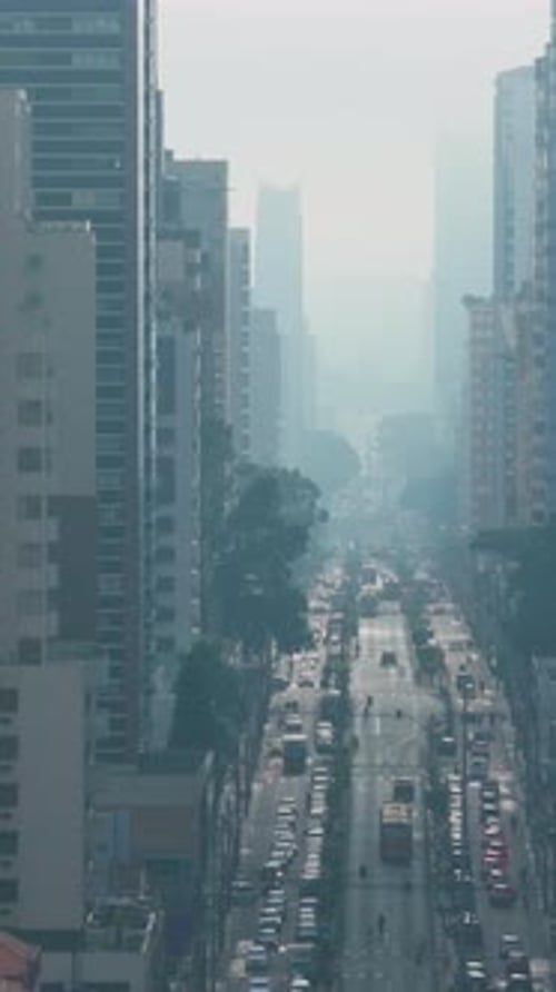 Busy Curitiba morning with pollution Curitiba skyline and pollution city horizon pollution