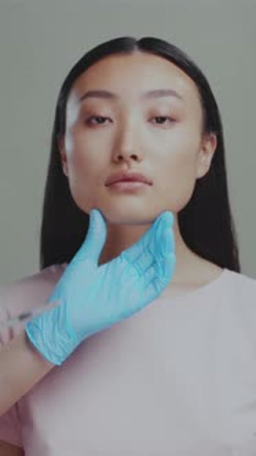 Aesthetic Treatment By Skilled Nurse Professional Lip Filler Injection with Careful Technique and