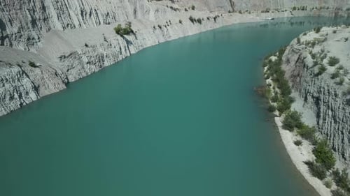 Open Quarry Abandoned Turquoise Water Aerial View