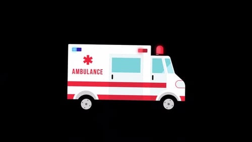 Cartoon Ambulance On Alpha Channel