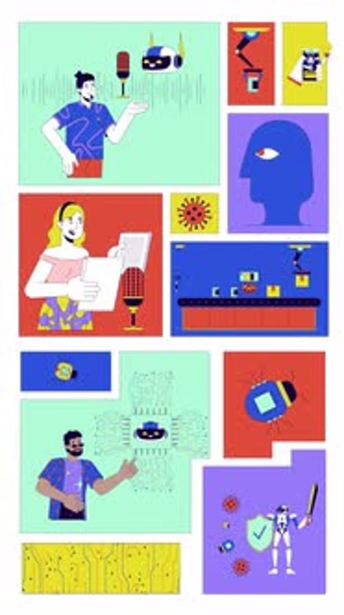 AI in daily life and automation bento grid vertical animation