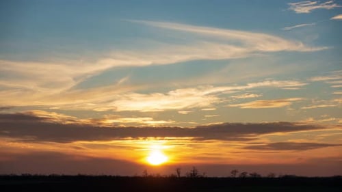 Golden Sunset Sky Over Horizon
