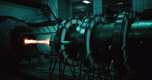 Futuristic Industrial Generator with Pulsating Energy Beam