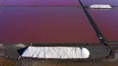 Aerial view of salt evaporation ponds near to Burgas, Bulgaria
