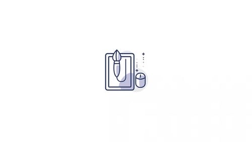Minimalist Digital Design Icon Animation with Tablet and Mouse