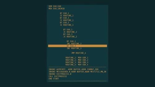 Large Vertical Animated Block of Abstract Code