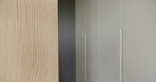 Modern Interior Wall with Wood and Gray Panels