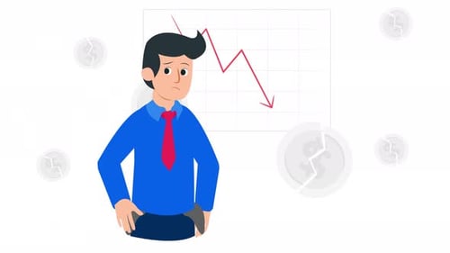 bankrupt person, loss of money, economic crisis, financial crisis animation 4k