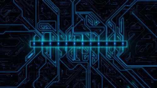 Conceito de segurança cibernética e rede de Internet 4K para desbloqueio de banco de dados na placa de circuito do computador