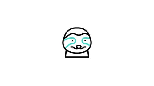 Animated Flat Design Sloth Emoticon Blinking and Smiling