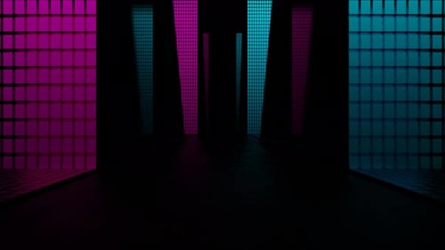 Cyan And Pink Cyberpunk Solar Panel Road Background Vj Loop In 4K