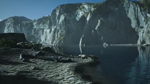 Scenic Rocky Shoreline at Dawn with Calm Waters in Australia Wilderness