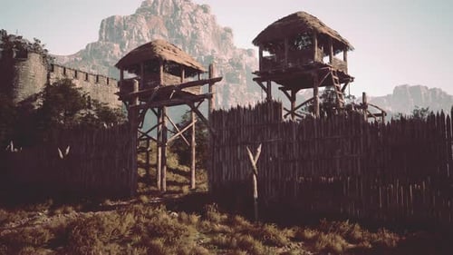 Medieval Wooden Gate of a Knight's Castle